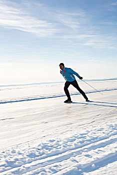 长,远景,滑冰,冰