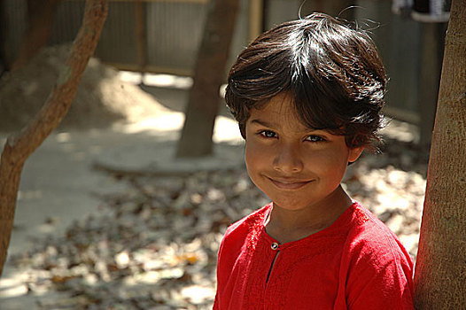 微笑,男孩,孟加拉,二月,2009年