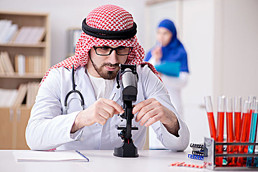 阿拉伯,博士,工作,实验室,医院