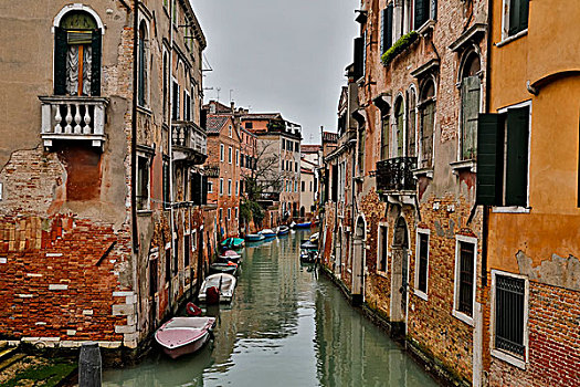 运河,桥,船,威尼斯,意大利