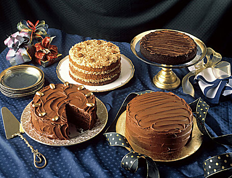 圣诞节蛋糕,蛋糕,自助餐,桌子