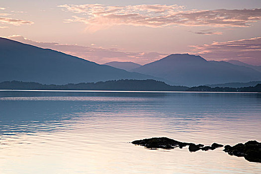 自然风光,风景,湖,山,日落