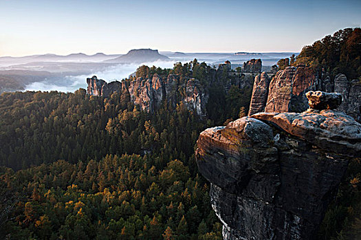 早晨,砂岩,山峦,国家公园,德国