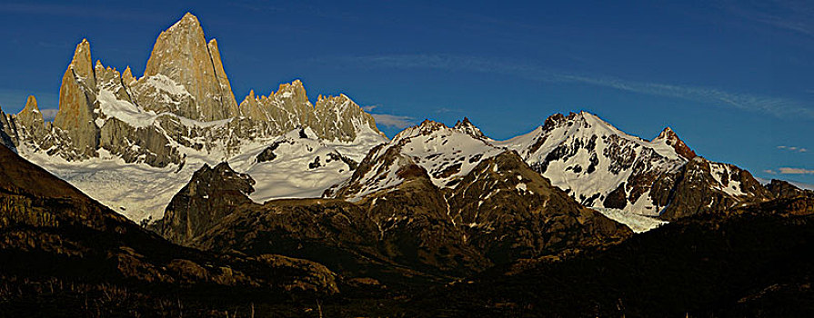 积雪,山脉,早晨,亮光,洛斯格拉希亚雷斯国家公园,省,巴塔哥尼亚,阿根廷,南美