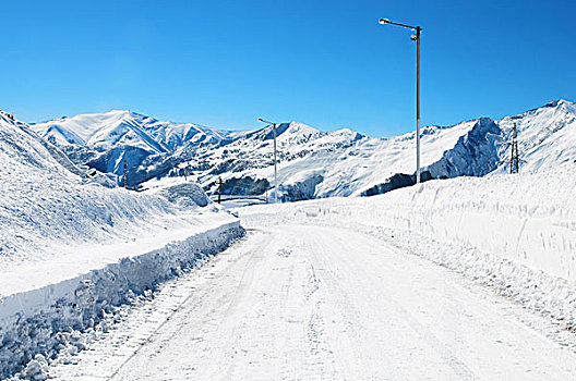 雪,道路,冬天,白天