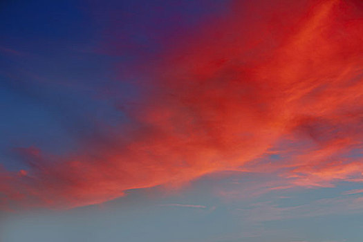 红色,橙色,云,生动,日落,蓝天