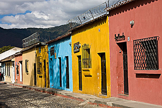 危地马拉,安提瓜岛,彩色,房子,城镇