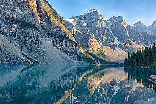 加拿大,班芙国家公园,十峰谷,冰碛湖