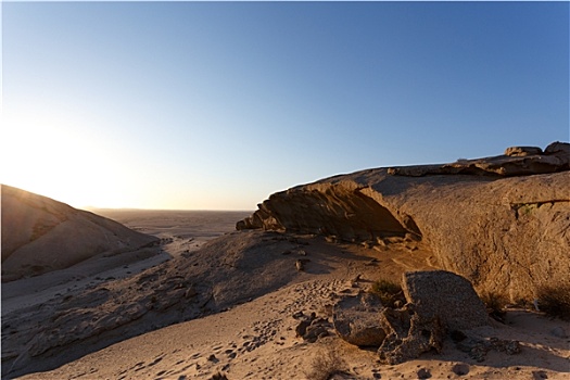 岩石构造,纳米布沙漠,日落,风景