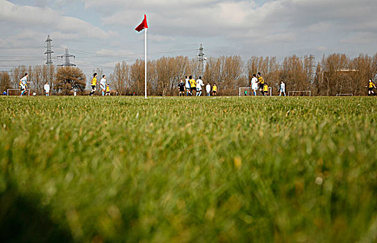 周日清晨,足球,湿地,伦敦,英国