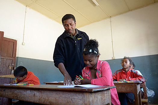 教师,帮助,女学生,15岁,小学,马达加斯加,非洲