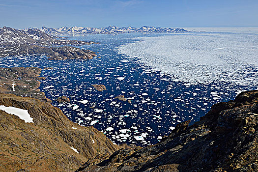 极地,河流,浮冰,东方,岛屿,格陵兰,北美