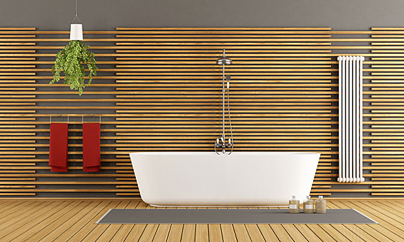 现代,木质,浴室