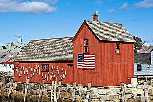 红色,存储,小屋,石头港,马萨诸塞,新英格兰,美国