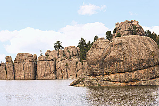岩石,岸边,卡斯特州立公园,南达科他,美国