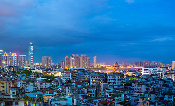 广东省惠州市区夜景风光全景图