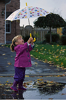女孩,拿着,伞,阿贾克斯,安大略省,加拿大