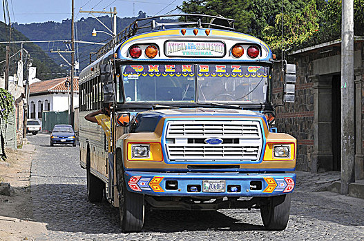 危地马拉,安提瓜岛,特色,彩色,装饰,巴士