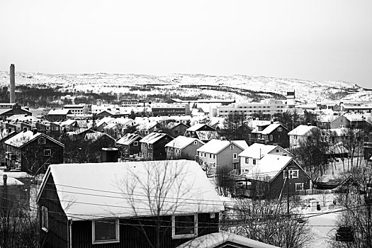 冬天,雪,房子,黑白