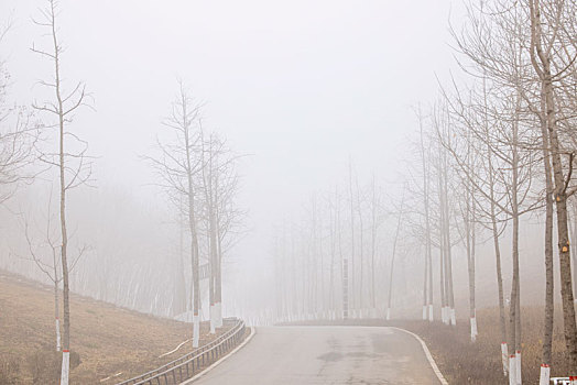 石家庄市,浓雾中的滹沱河生态旅游区
