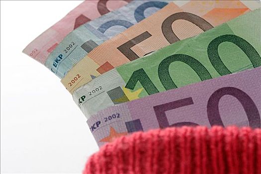 省钱,欧元,钞票,放,红色,袜子,存款