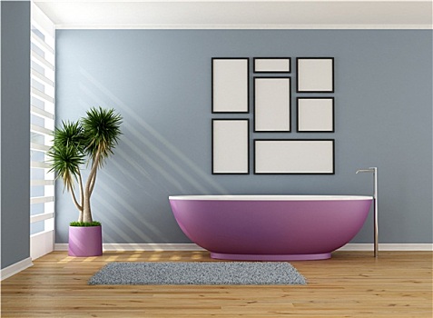 蓝色,浴室,紫色,浴缸