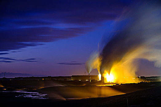 热能,工厂,靠近,地热,区域,雷克雅奈斯,冰岛,欧洲