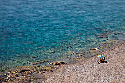 海滩,独特,浴者,遮阳伞,罗德岛,希腊,欧洲