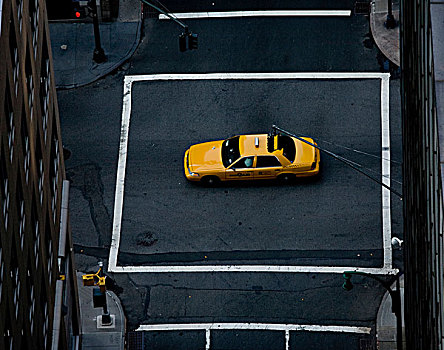 黄色出租车,交叉路,纽约,美国