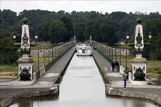 旅游,船,运河,侧面,卢瓦尔河,法国,欧洲