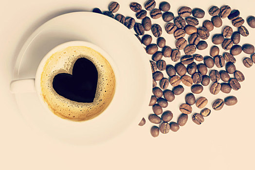 咖啡杯,爱心,形状,泡沫