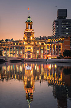 上海邮政大楼苏州河夜景