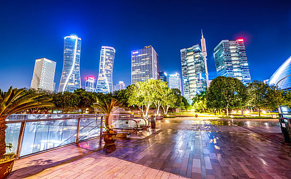杭州建筑夜景和背景素材