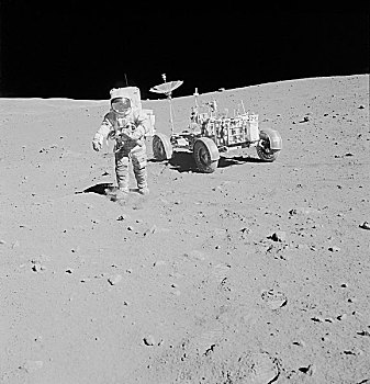 阿波罗15号,宇航员,走,离开,月球车