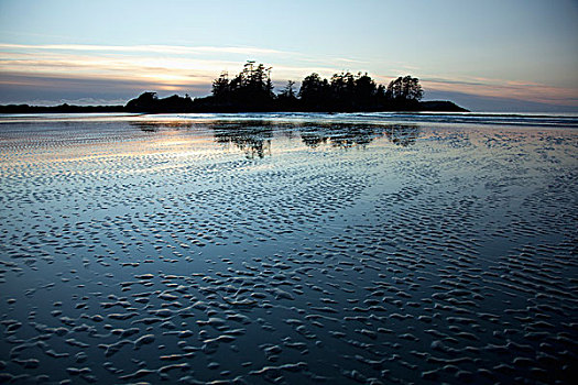 反射,海滩,岛屿,靠近,不列颠哥伦比亚省,加拿大