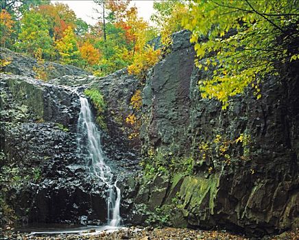 秋色,铁杉,瀑布,南,山,预留,山峦,自然保护区,郊区,新泽西