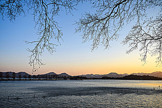 杭州西湖风光冬景