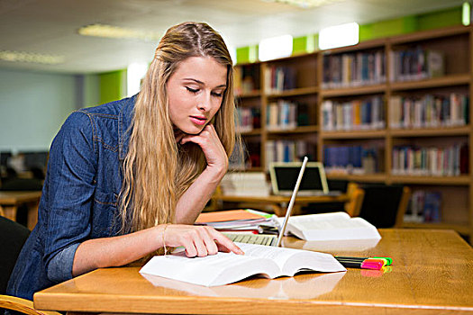 学生,学习,图书馆,笔记本电脑