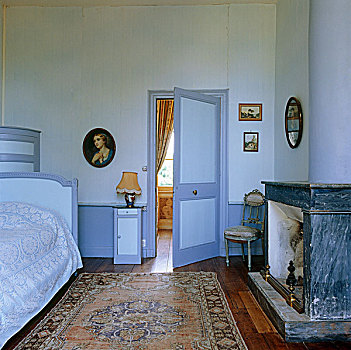 客人,卧室,涂绘,彩色,19世纪,法国人,床