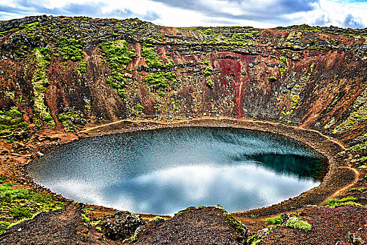 火山口,火山湖,南方,区域,冰岛,欧洲