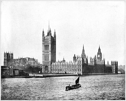 议会大厦,伦敦,迟,19世纪,艺术家,未知