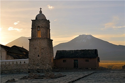 老,天主教,石头,教堂,玻利维亚