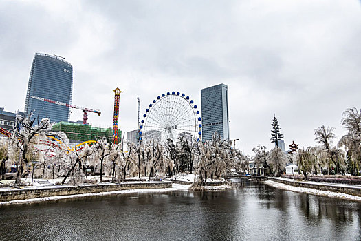 雪后的中国长春城区冬季景观