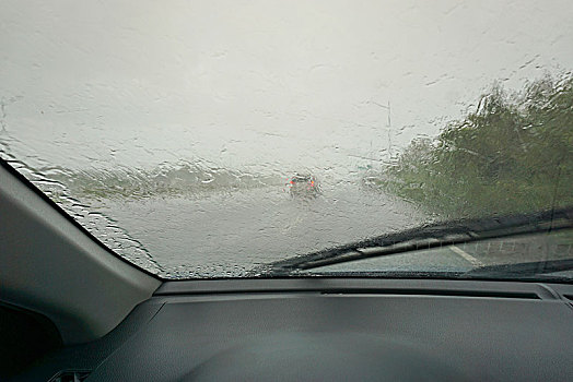 特写,汽车,挡风玻璃,雨