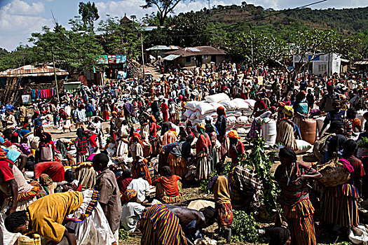 市场,奥莫山谷,南,埃塞俄比亚,非洲