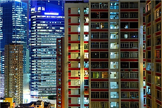 香港,公寓楼,夜晚