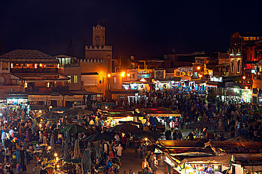 世界遗产,夜晚,玛拉喀什,摩洛哥,非洲
