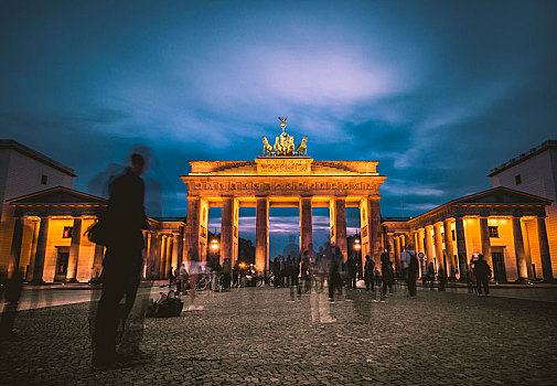 勃兰登堡门,黄昏,光亮,柏林,德国,欧洲