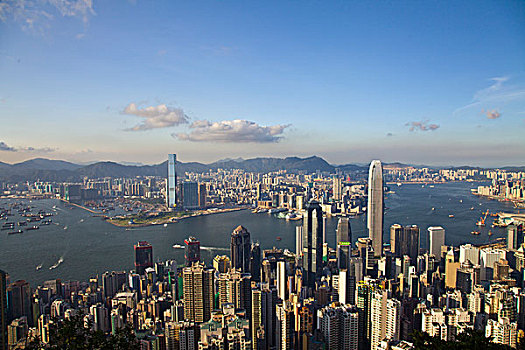 香港,维多利亚港,现代建筑群,俯视