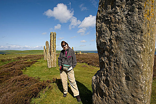旅游,新石器时代,仪式,地点,伯德加环,奥克尼群岛,苏格兰,英国,欧洲